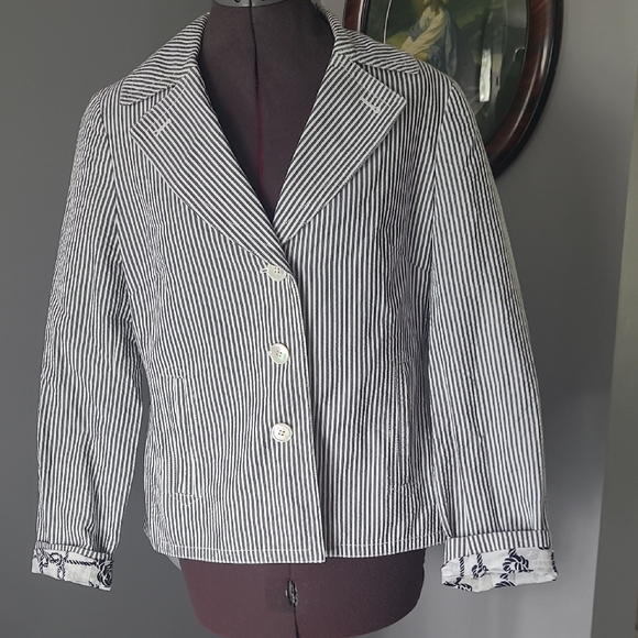 Talbots Jackets & Blazers - Talbots Black and White Striped Blazer